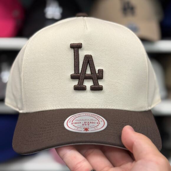 Los Angeles Dodgers A-Frame Mitchell & Ness Snapback Creme/Brown - Picture 2 of 4